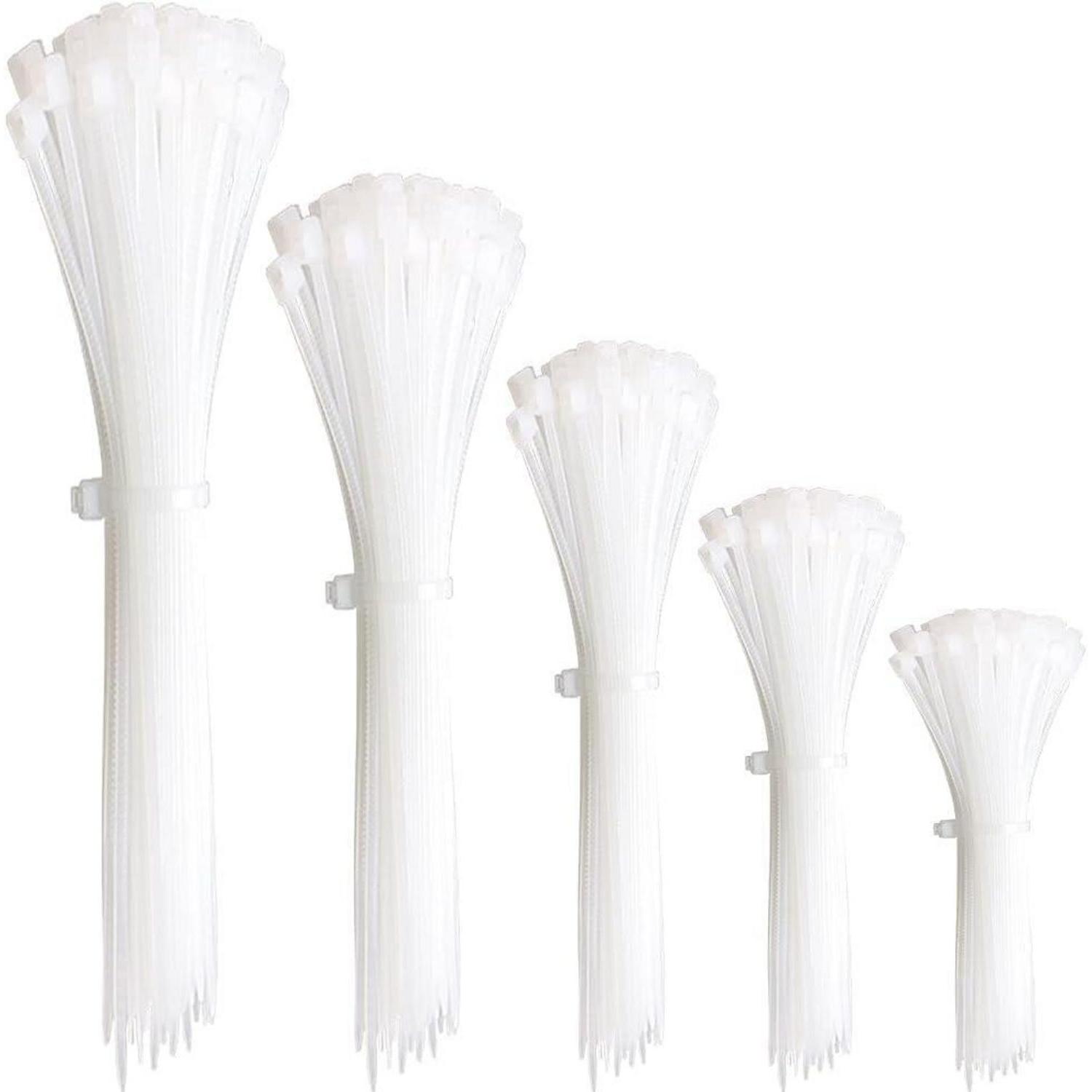 300 Stück Weiße Kabelbinder Set 100-300mm Uv-beständig Nylon Kabelbinder Verschiedene Größen
