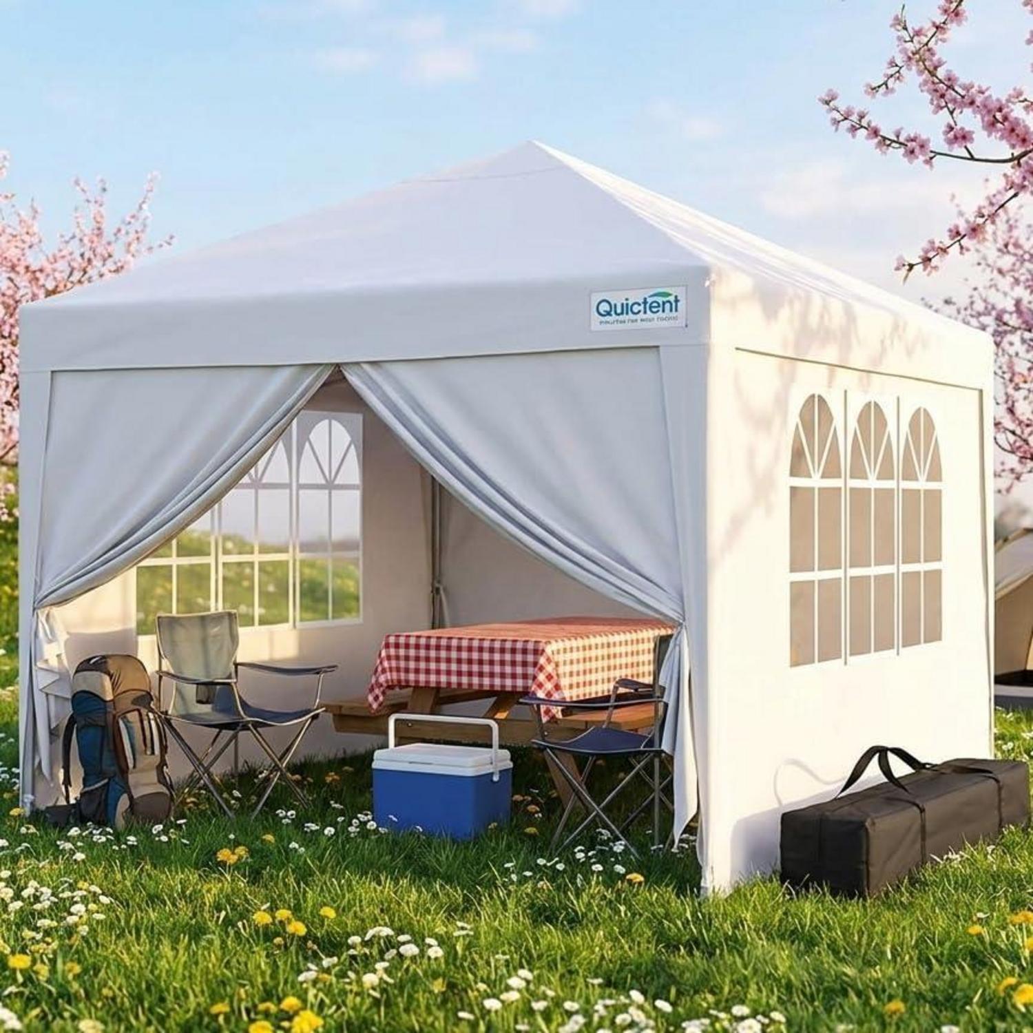 Faltpavillon 3x3m Wasserdicht Mit Seitenwänden, Uv-schutz 50+, Stahlrahmen, Höhenverstellbar
