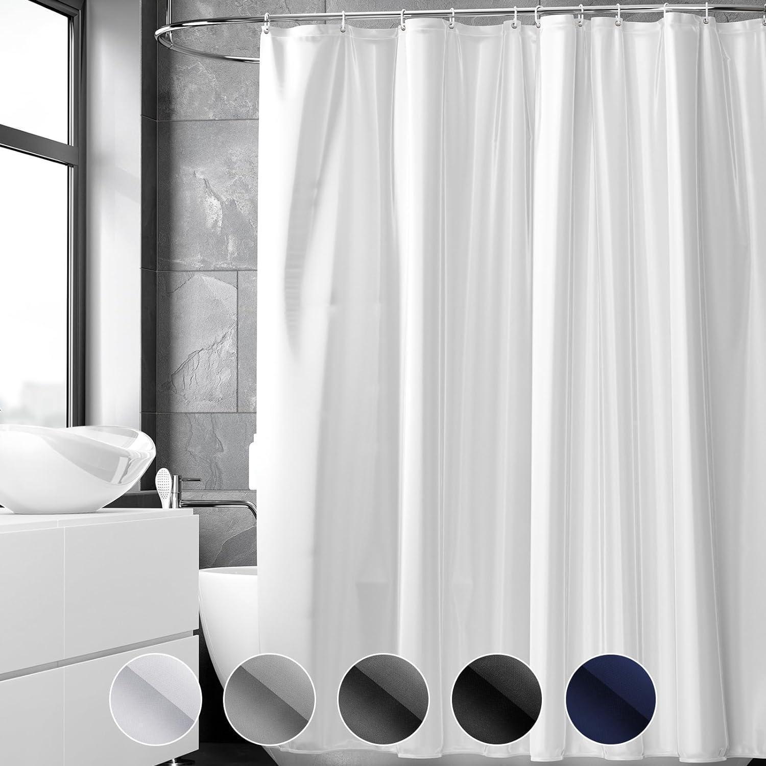 Duschvorhang 180x220 Cm, Anti-schimmel, Wasserabweisend, Waschbar, Weiß