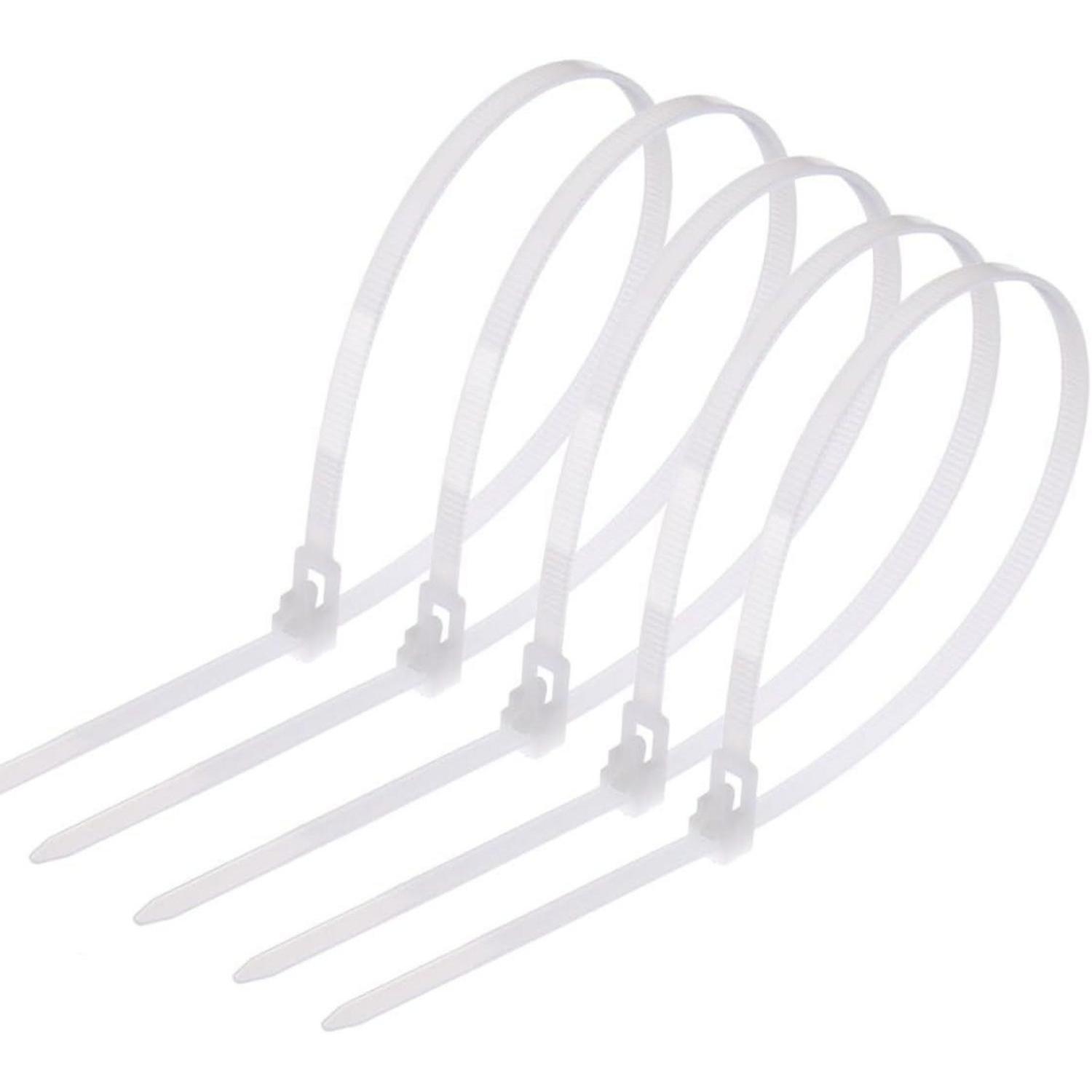 Kabelbinder Wiederverschließbar 300mm X 4,8mm Uv-beständig Weiß 100 Stück