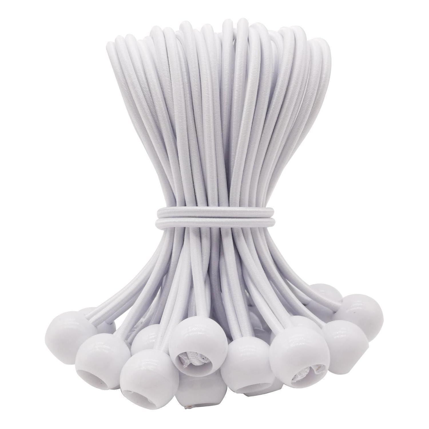 Spanngummis Mit Kugel 15cm - 25 Stück, Planenspanner Elastisch, Zelt Gummispanner Weiß