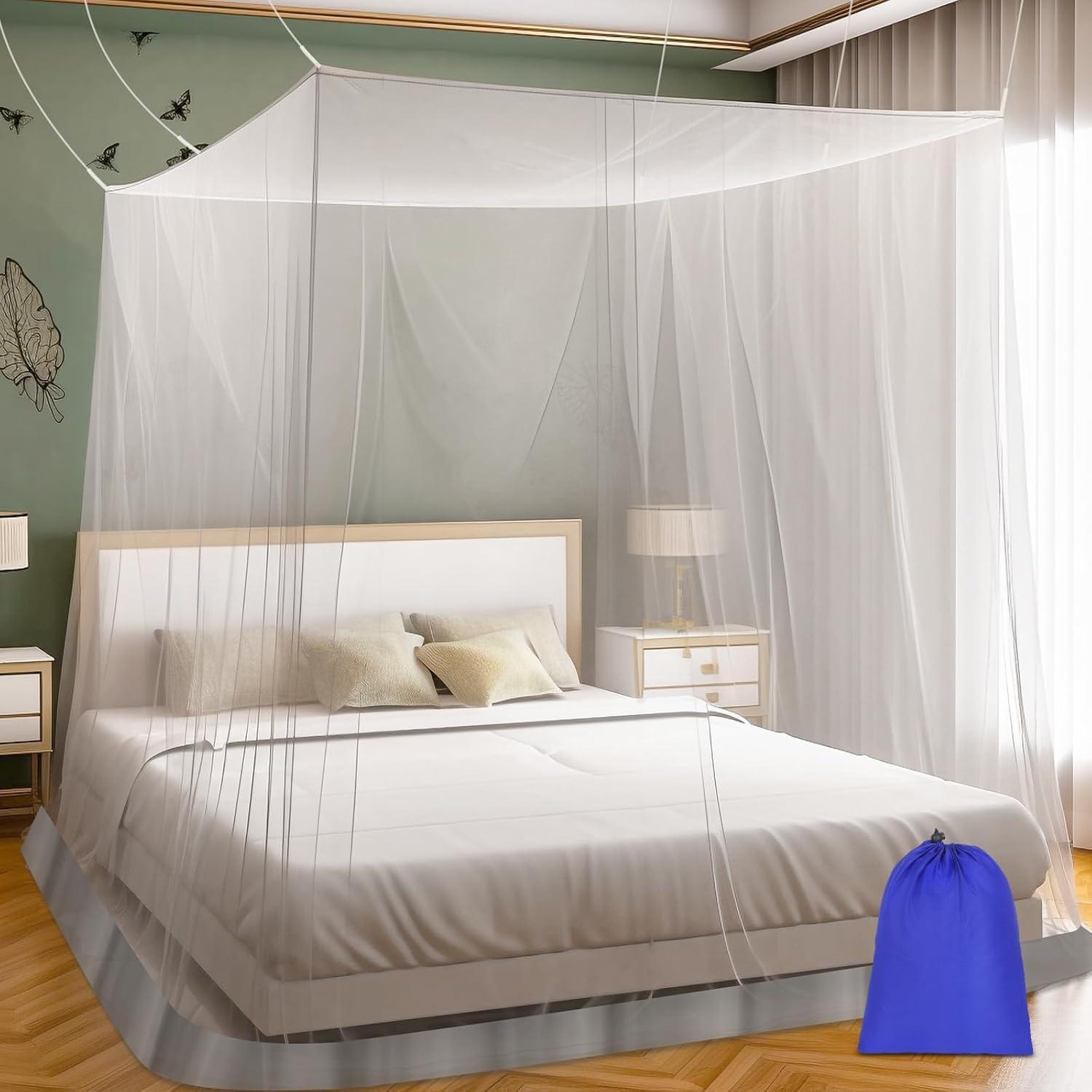 Moskitonetz Für Bett, Hängender Betthimmel, Rechteckig, Weiß, Inkl. Tasche