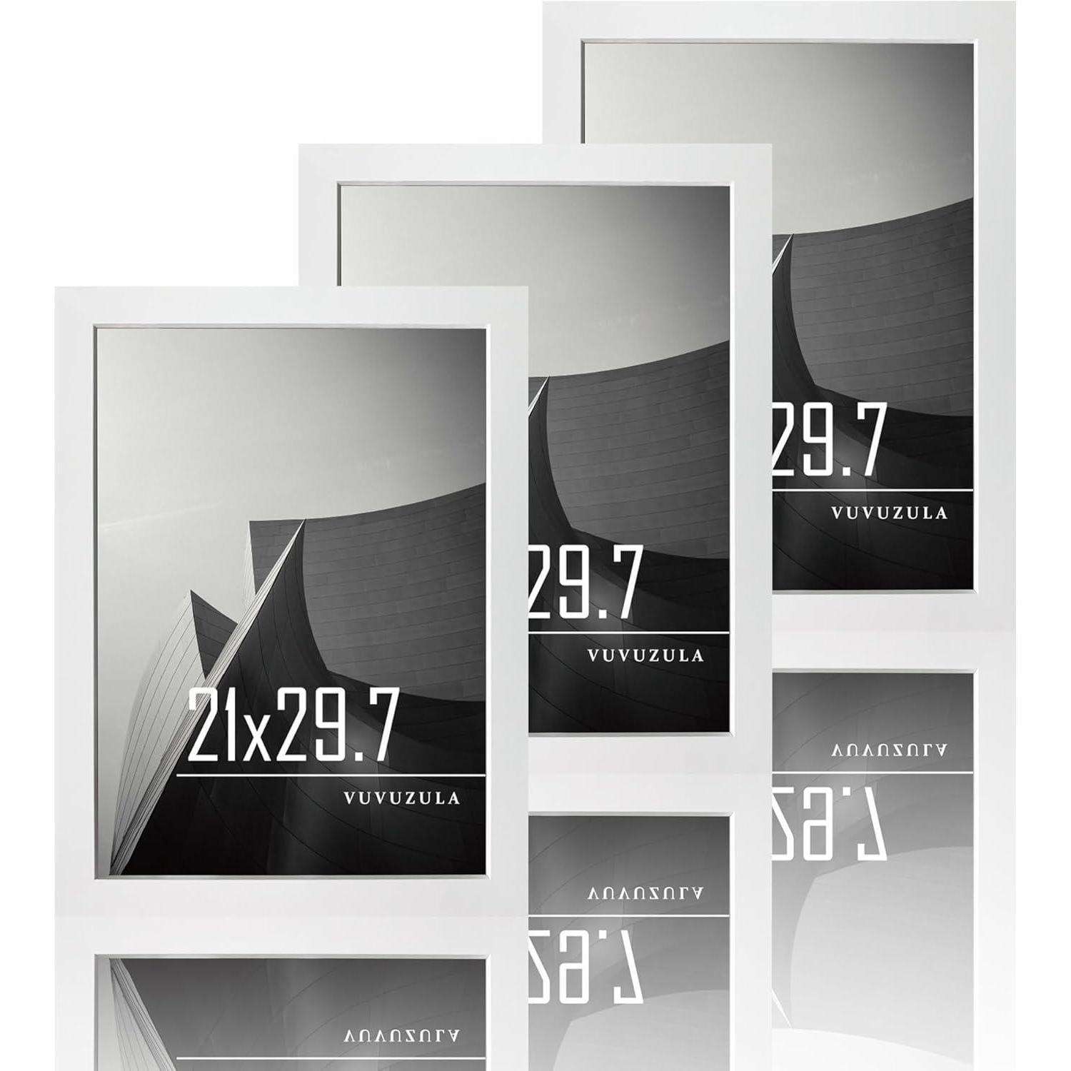 Bilderrahmen A4 Weiß Holz 21x30cm 3er Set Mdf Mit Acrylglas Für Urkunden