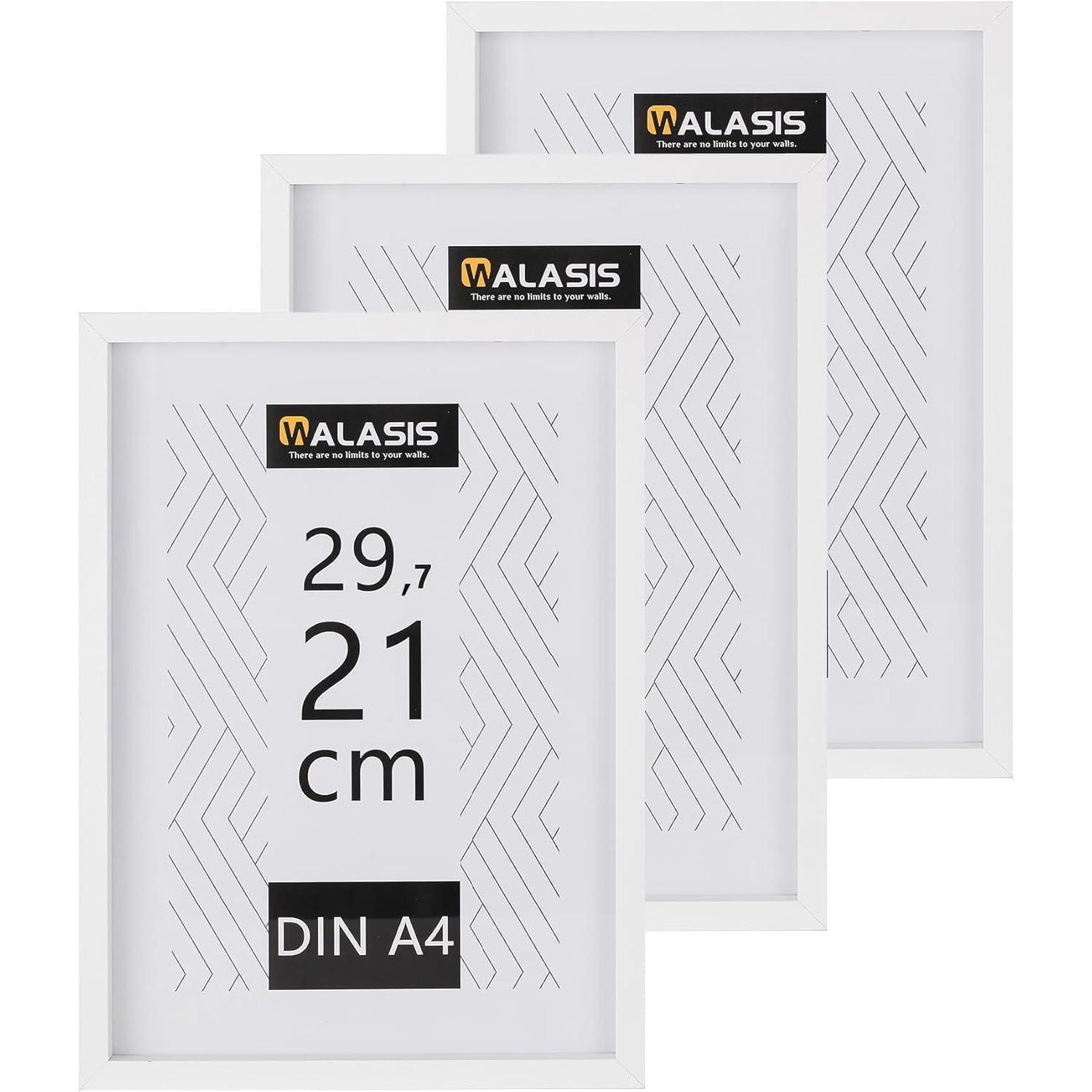 Bilderrahmen A4 Weiß 3er Set Mdf Holz Fotorahmen 21x29,7cm Wand- & Tischrahmen