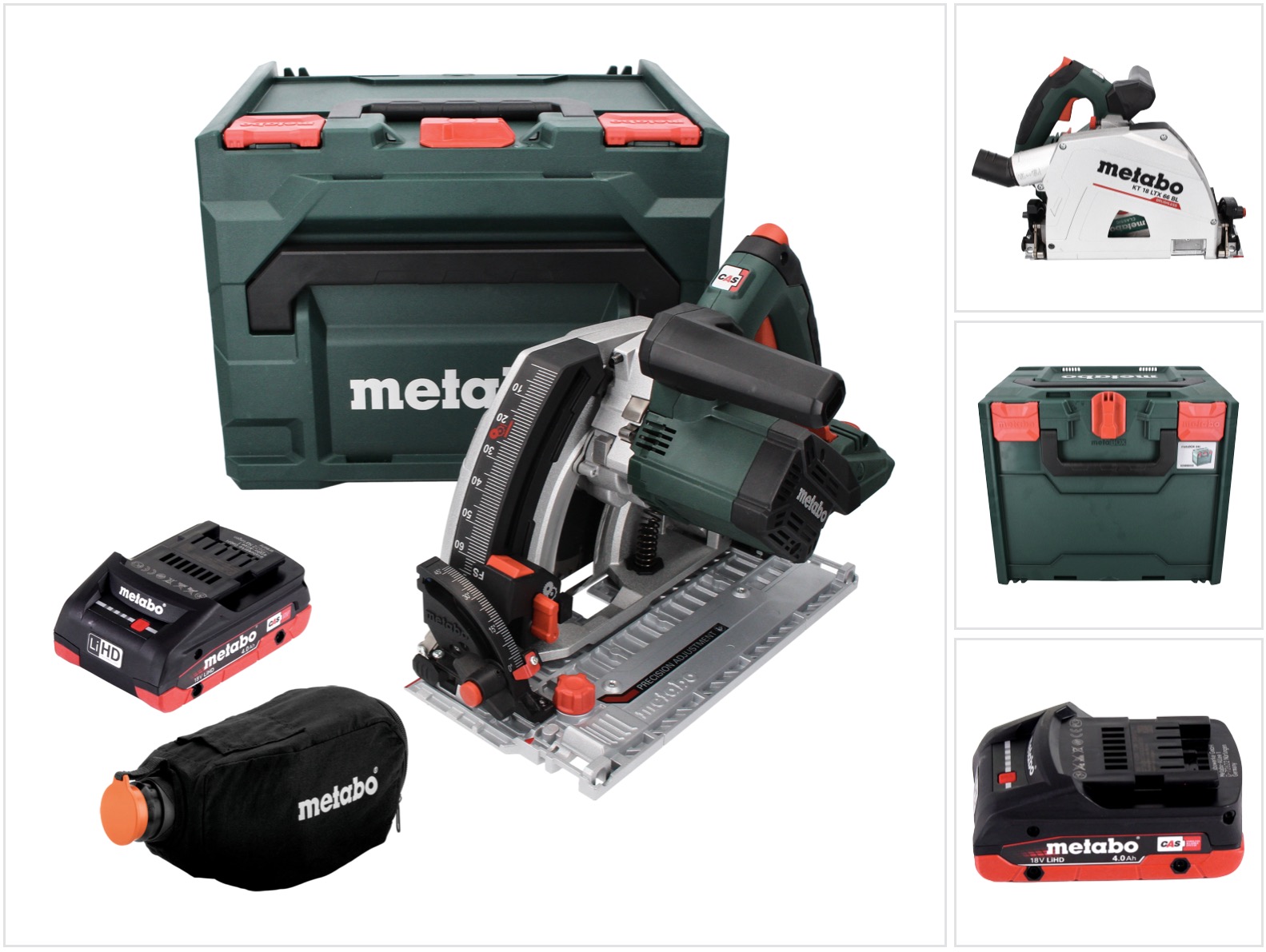Metabo Kt 18 Ltx 66 Bl Akku Tauchkreissäge 18 V 165 Mm + 1x Akku 4,0 Ah + Metabox - Ohne Ladegerät