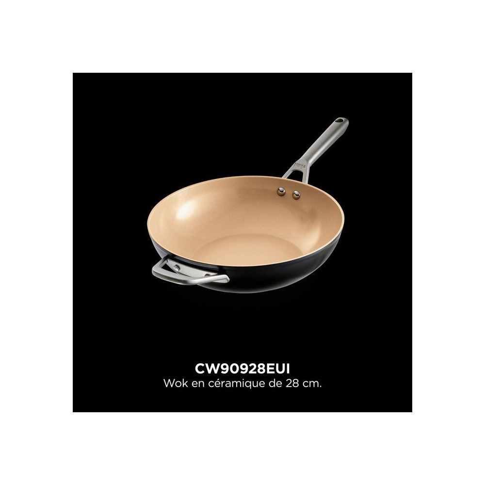 Wok Ninja 28 Cm Ceramiclock 3,7 L Schwarz Und Beige, Induktionsgeeignet
