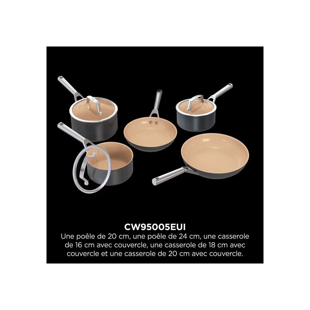 Kochset Ninja Extendedlife Ceramic Cw95005eui, 5-teilig, Induktion, Keramische Antihaftbeschichtung