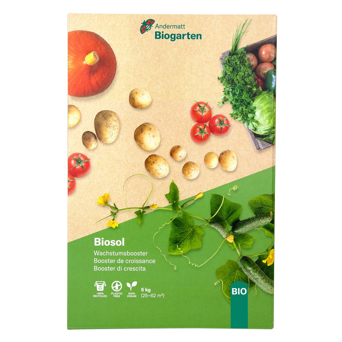Andermatt Biogarten Biosol Wachstumsbooster Vegan Feststoffdünger - 5 Kg