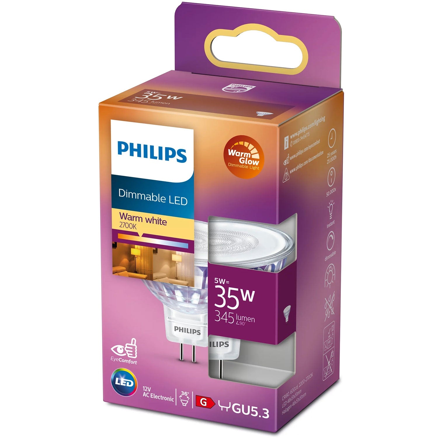 Led Gu5.3 Spot 35w 12v Dimmbar Warmglow 345lm