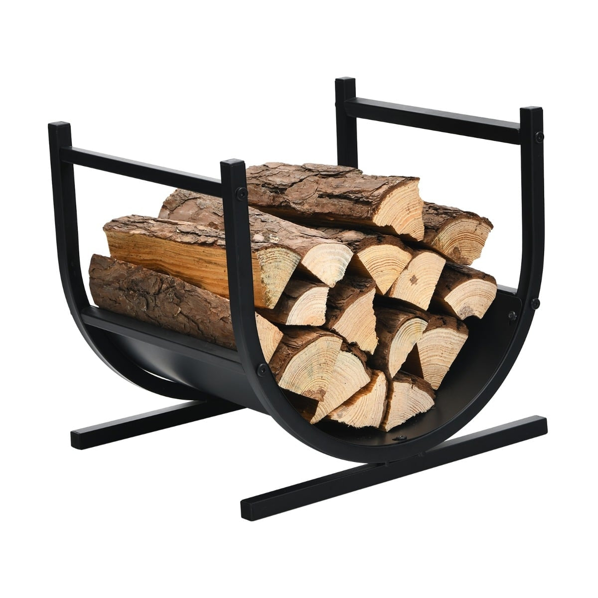 U-förmiges Brennholzregal Aus Metall, 43 X 37 X 39,5 Cm, Schwarz