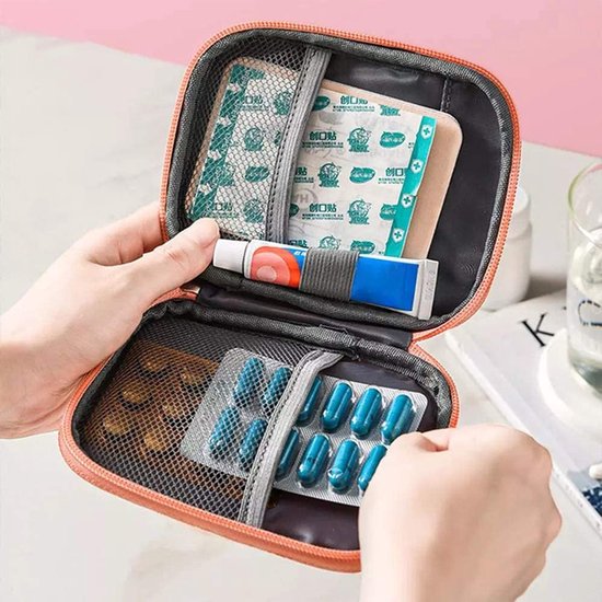 3-teiliges Pillenaufbewahrungsset，kleine Medikamententasche，reise-erste-hilfe-set Mit Reißverschluss，kosmetiktasche (grau，grün，rosa)