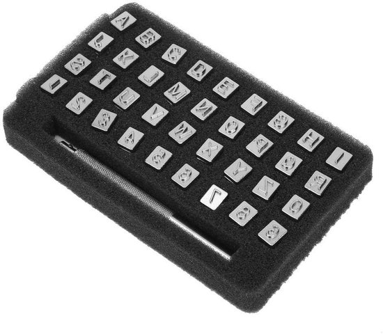 36 Antike Stempel Aus Metall Und Leder Mit Buchstabenmotiven，6,5 Mm，leder，13 Mm