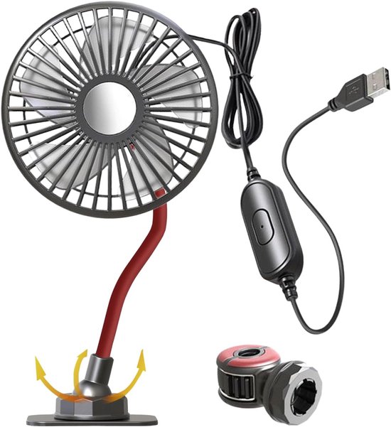 Autoventilator Mit 3 Geschwindigkeitsstufen，leistungsstarker Usb-ventilator Für Den Fahrer，ideal Für Golfwagen，outdoor-aktivitäten Und Camping