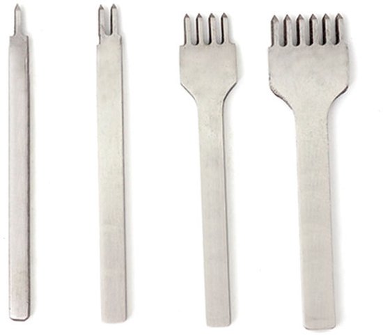 Luxuriöses Locherset Aus Eisen – Lochen In Leder – Ahle – Ledernadeln – Lederverarbeitung – Locher – 4-teilig – 4 Mm