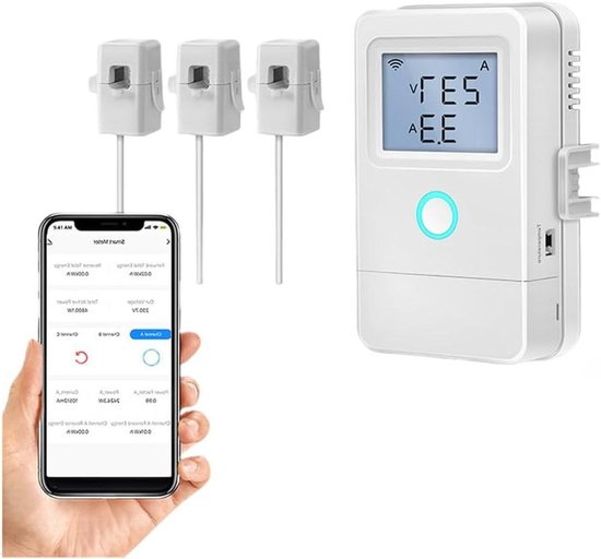 Intelligenter Stromzähler – Wlan-stromzähler – Energiemonitoring – 3-wege-100-a-erkennung – 12,5 X 11 X 7,5 Cm – Weiß