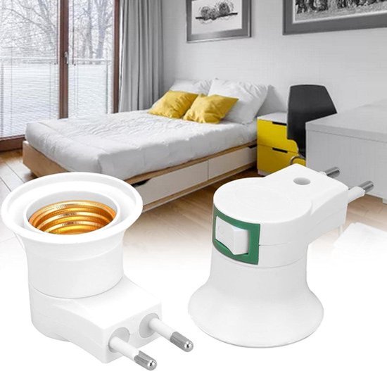 Lampensockeladapter - Fassung - Eu-stecker - Adapter - Schalter - Mehrfachsteckdose - Geeignet Für E27-glühbirnen, Weiß 220v.
