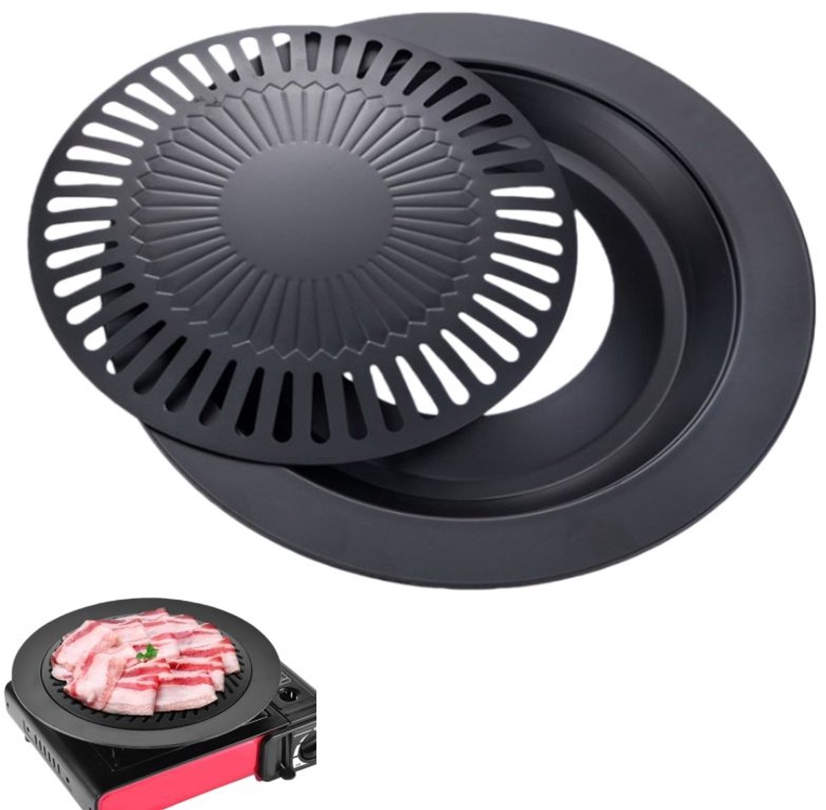 Stück – Grillpfanne Für Den Haushalt – Rauchfreies, Rundes Antihaft-backblech – Grillpfanne, Küchenutensil – Für Hauspartys, Picknicks – 32 × 32 × 2,6 Cm