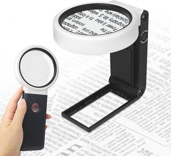 Lupe Mit Licht Und Stativ, 6-25-fache Vergrößerung, Faltbare Leselupe Mit 6 Led-leuchten