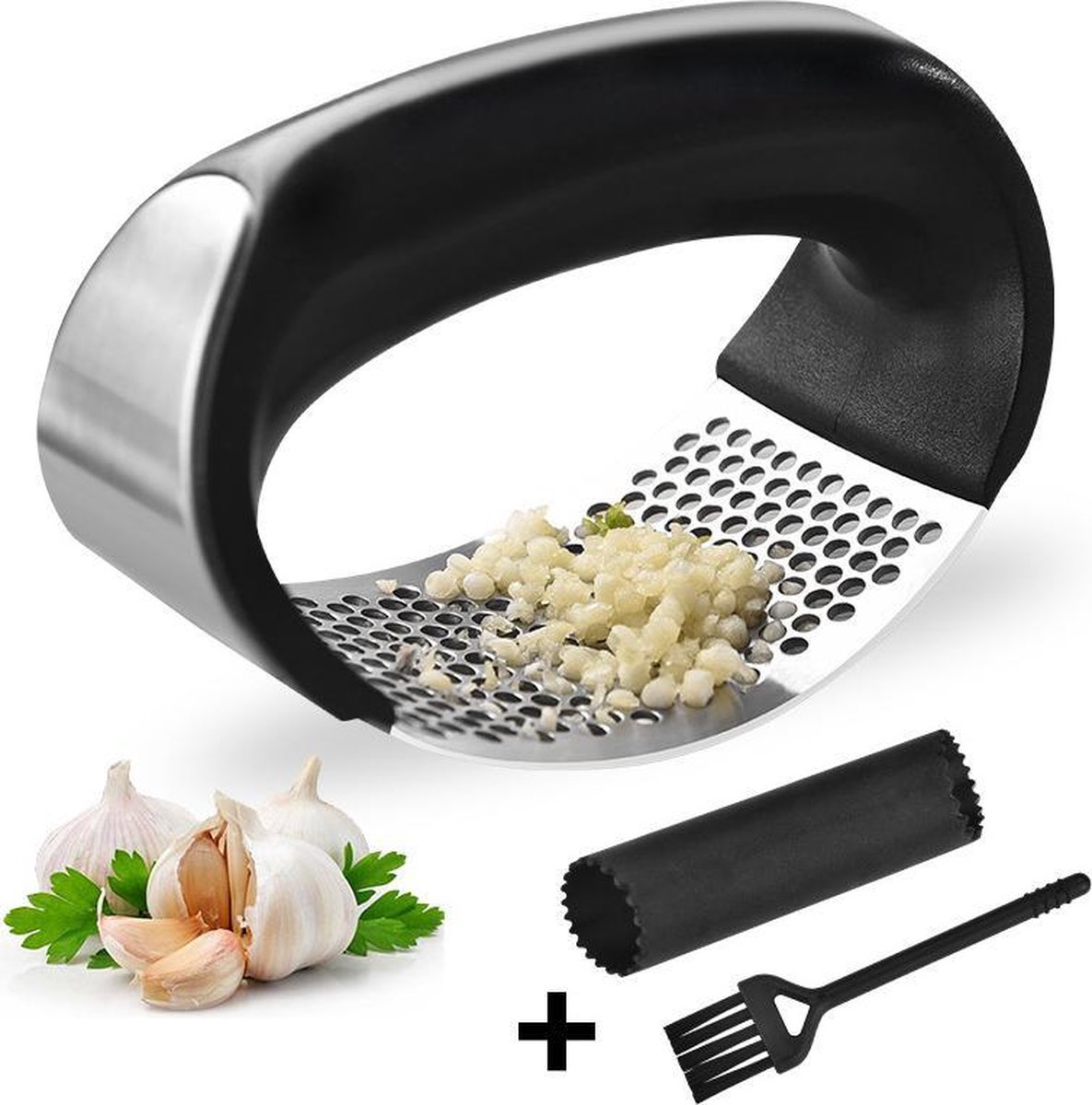 Knoblauchpresse/ingwerpresse – Spülmaschinenfest – Mit Bürste Und Silikonschäler
