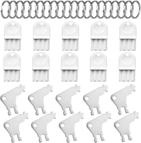 Set Mit 20 Schlüsseln Für Papierhandtuchspender Aus Kunststoff Und Metall, Inklusive 20 Schlüsselanhängern Für Einfache Handhabung Und Ordnung.