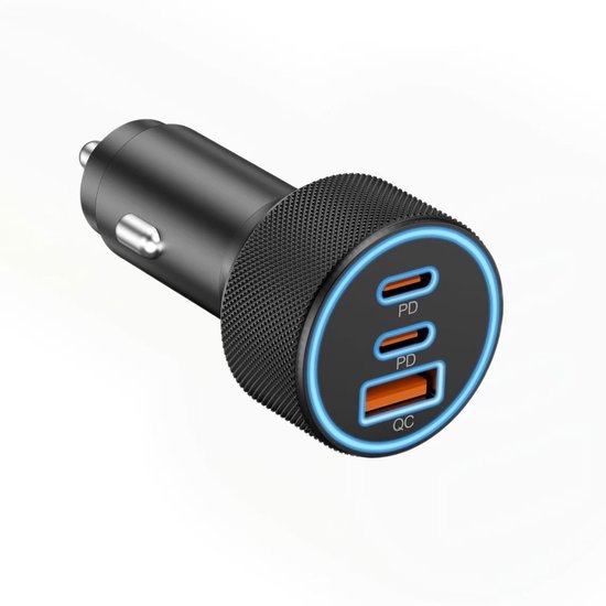 3-in-1-autoladegerät Aus Aluminium Mit 2x Pd 30w + Qc3.0-schnellladefunktion，geeignet Für Iphone，xiaomi Und Alle Smartphones