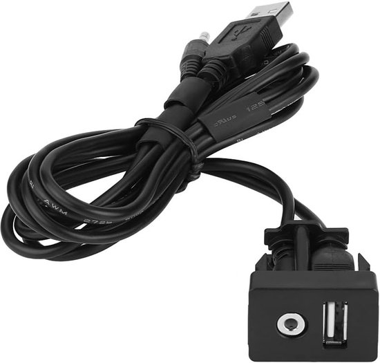 Usb-kfz-ladegerät Mit Aux-audiokabel，3,5-mm-usb-anschluss，verlängerungskabel Für Das Armaturenbrett