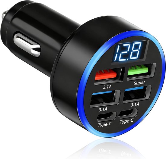 6-in-1-autoladegerät Mit Digitaler Batteriespannungsanzeige，4 Usb-a- Und 2 Usb-c-anschlüssen，van Und Wohnmobil (12 V/24 V)