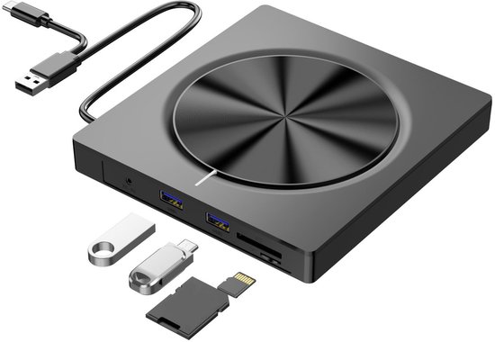 Externes Laufwerk，tragbarer 6-in-1-kartenleser，usb-cd-brenner，externes Laufwerk Geeignet Für Laptops，windows 11/10/8/7