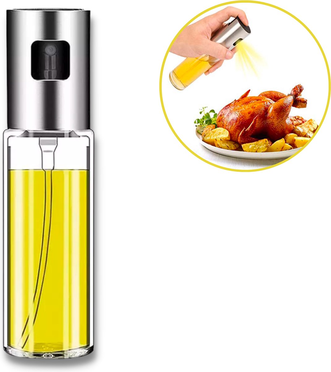 Olivenöl-sprühflasche – Diffusor & Zerstäuber – Glas & Edelstahl – 100 Ml