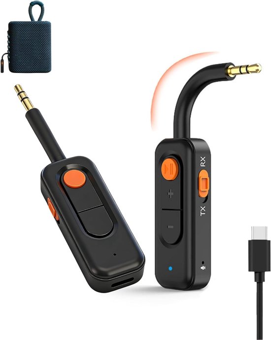 2-in-1 Bluetooth 5.4 Aux-adapter – Bluetooth-sender/empfänger Fürs Auto – Mit 180-mah-akku – 10 Stunden Wiedergabezeit Für Kopfhörer