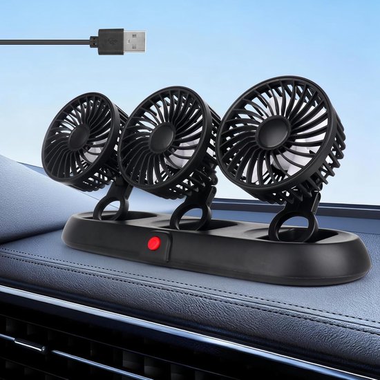 Autolüfter，5 V，usb，drei Ventilatorköpfe，drei Geschwindigkeitsstufen，360° Drehbar，tragbarer Autolüfter Mit 150 Cm Kabellänge Für Lkw