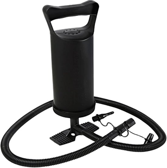 Doppelhubpumpe, Manuelle Handpumpe Mit 2 Aufsätzen, 2 X 1,2 Liter Fördermenge, Handluftpumpe Für Schwimmbecken Und Luftmatratzen, Schwarz