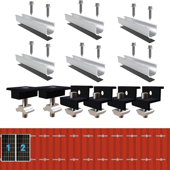 Montagesatz Für Metalldächer, 12 Cm Schienen & Zubehör, Schwarz, Verstellbar, Aluminium, Geeignet Für 30-35 Mm Dicke Paneele