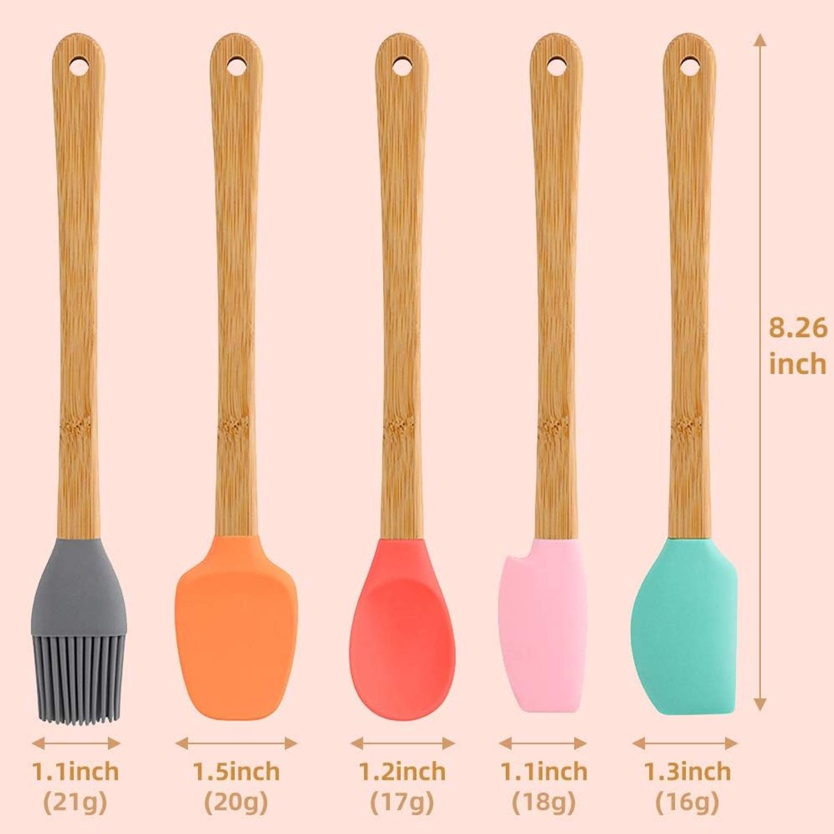 5-teiliges Silikonspatel-set – Mini-gummispatel Mit Holzgriff – Hitzebeständiges Silikonspatel-set – Zum Backen, Kochen Und Mischen