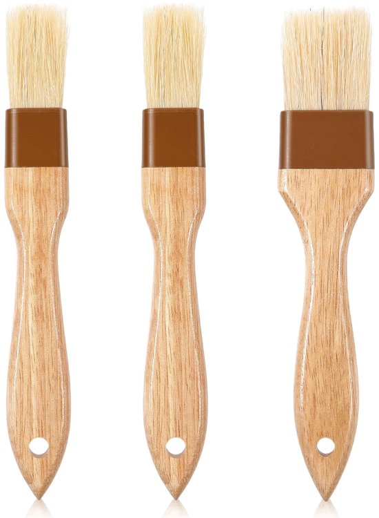Kochpinsel-set – Vielseitige Backpinsel – 3-teilig – Naturhaar