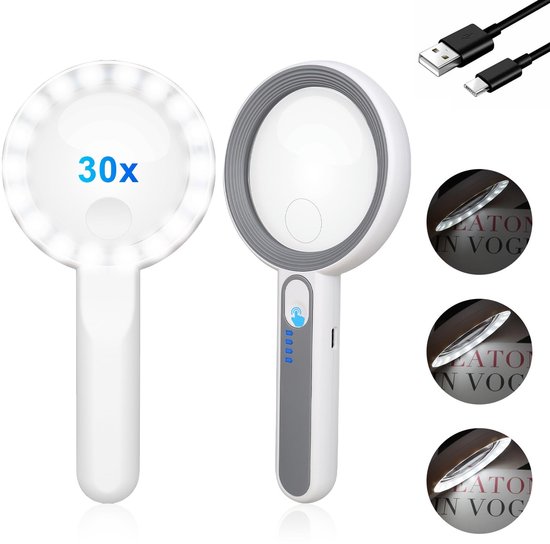 Dailygoody - Lupe Mit 18 Leds - 30-fache Vergrößerung - Ideal Für
