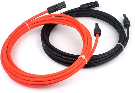 Mc4-anschlusskabel – Photovoltaik-verlängerungskabel – 14 Awg Rot/schwarz – Wasserdicht – Uv-beständig – Pro 3 Meter