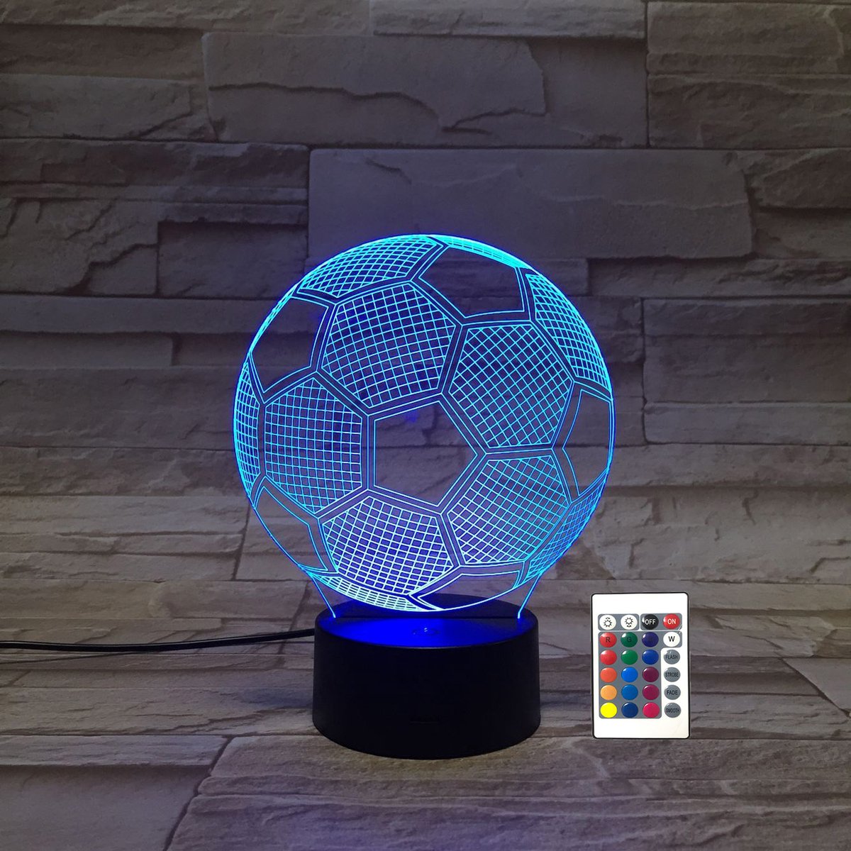 Nachtlampe – 3d-lampe – Led – Fußball – 16 Farben – 3d-nachtlicht – Spiel – Gaming – Fernbedienung – Schreibtischlampe – Stimmungslampe – Geschenk – Sinterklaas – Weihnachten