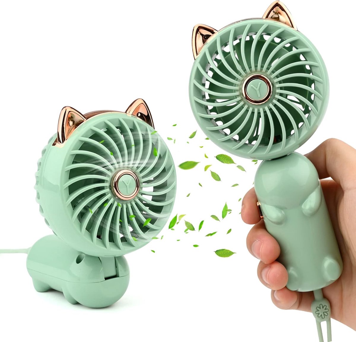 Mini-handventilator – Tragbar – Faltbarer Kleiner Usb-ventilator – 3 Geschwindigkeitsstufen – Kleiner Tischventilator Fürs Büro – Für Den Innenbereich – 1 Stück – Grün