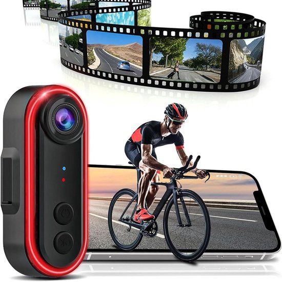 2-in-1-fahrradkamera Mit Rücklicht – 1080p-fahrradrückfahrkamera – 6 Beleuchtungsmodi – 150°-weitwinkel – 180° Verstellbare Halterung
