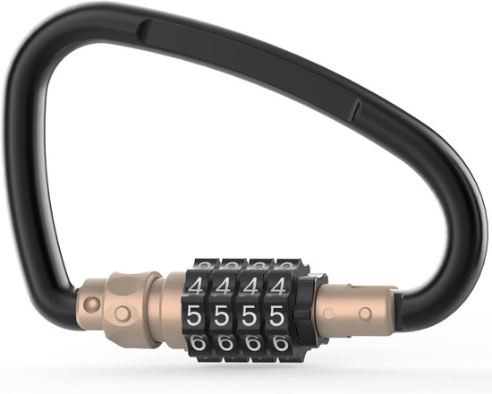 Abschließbarer Karabiner, Robust, Großer Karabiner Mit Zahlenschloss, 10 Cm (4 Zoll) Großer D-ring-karabiner Aus Metall, Schwarz
