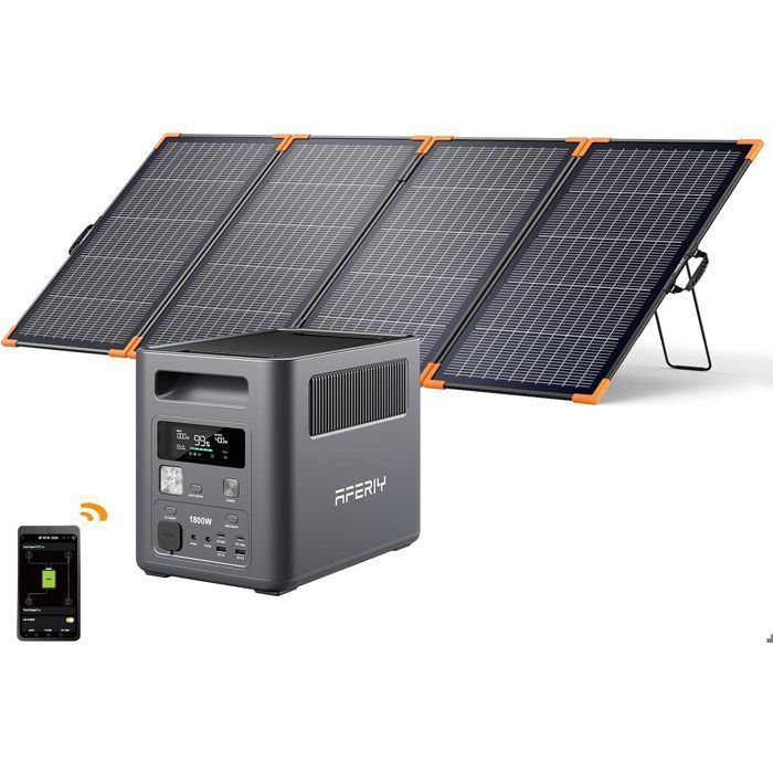 Aferiy P180 Tragbares Elektrisches Generator 1800w 1024wh Mit 400w Solarpanel, Aufladung In 60 Min, Effizienz 25%