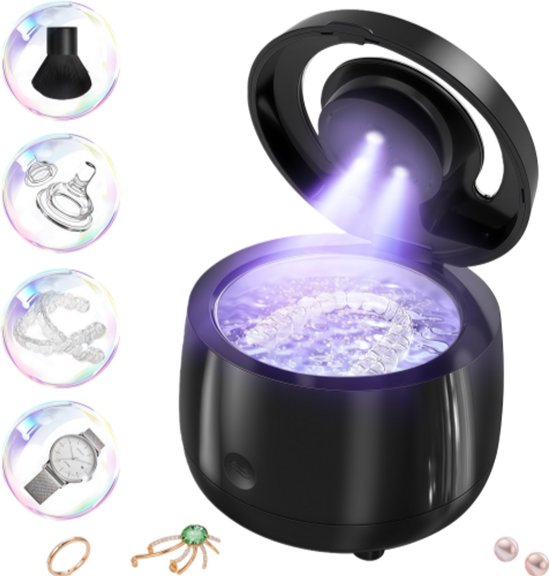 Ultraschallreiniger，ultraschall-zahnprothesenreiniger，zahnspangenreiniger，zahnprothesenreiniger (43 Khz)，300 Ml Fassungsvermögen，schwarz