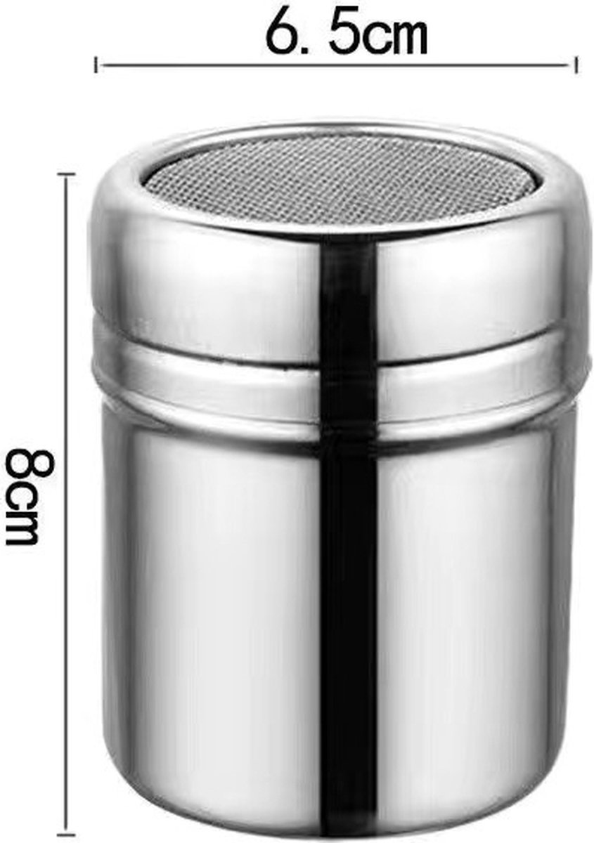 Pulverstreuer Mit Feinem Sieb – 3-teilig – 6,5 X 8 Cm – Sieb – Kakaostreuer – Puderzuckerstreuer – Cappuccino-set Aus Edelstahl – Barista-zubehör – Streuer – Puderzuckerstreuer – Zimtstreuer – Feinmas