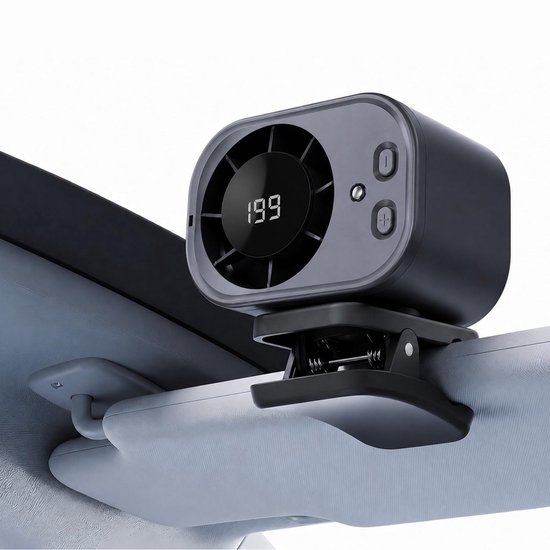 Tragbare Auto-klimaanlage Zum Anclipsen，360°-drehung，199 Geschwindigkeitsstufen，schwarz，wiederaufladbarer 2000-mah-akku
