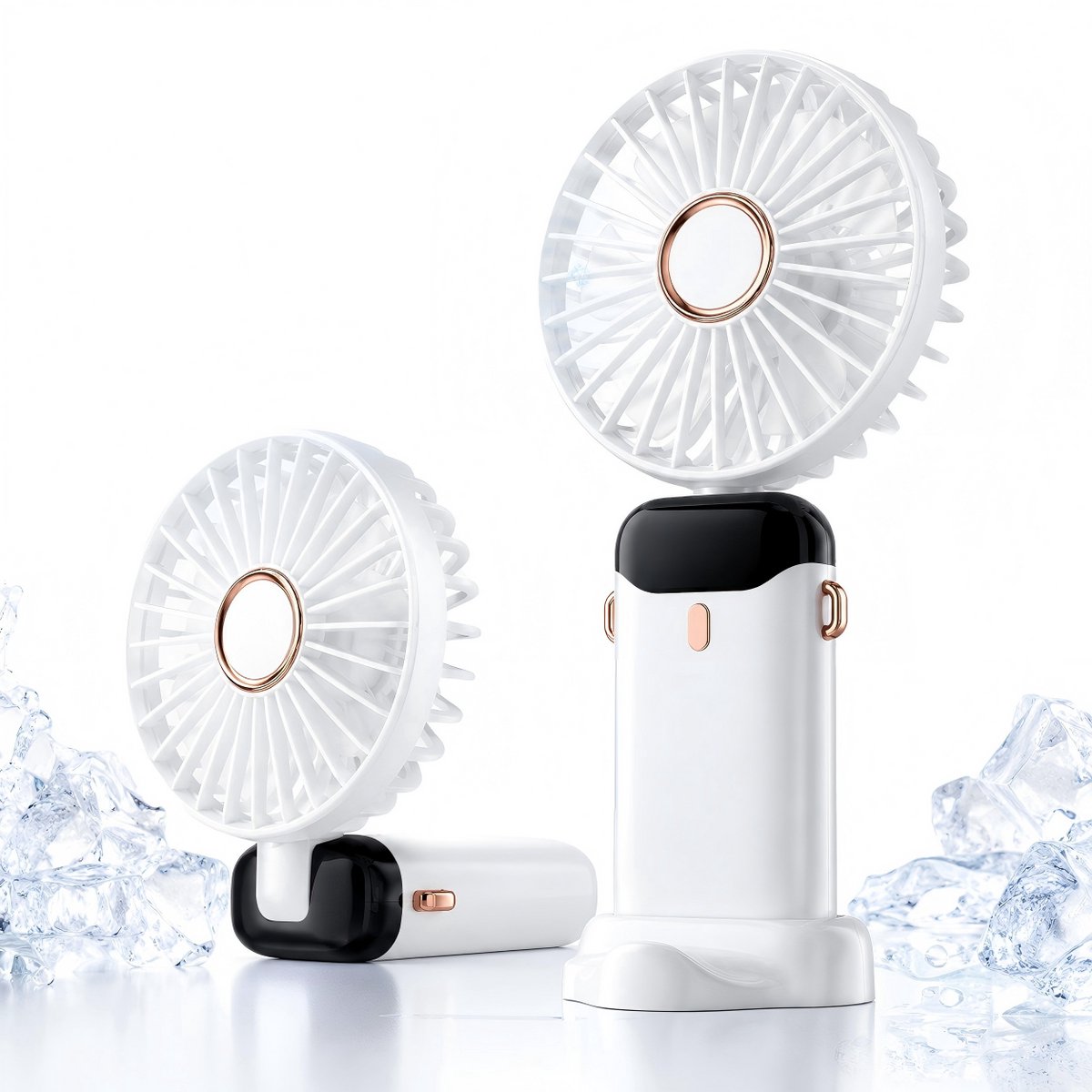 Handventilator Mit 5 Helligkeitsstufen – Tragbarer Ventilator Mit Led-anzeige – Wiederaufladbarer, Faltbarer Mini-ventilator – Flüsterleiser, Kabelloser Tischventilator – Ideal Für Büro, Reisen Und Sc