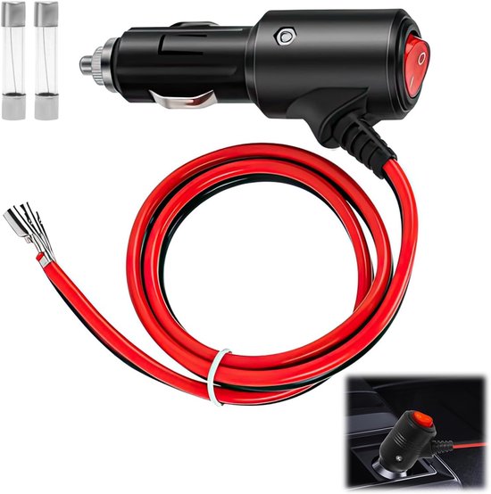 Zigarettenanzünder，12 V，24 V，mit Schalter Und Led，120 W/180 W，vernickelter 12-v-stecker Mit 10，15-a-sicherung