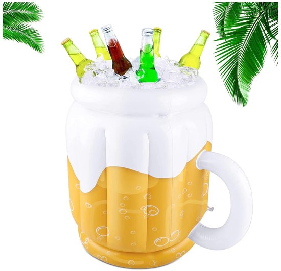 Dailygoody，aufblasbarer Bierkübel，getränkekühler Für Sommerpartys，weiß Und Gelb，hawaiianisches Luau，perfekt Für Pool- Und Strandpartys