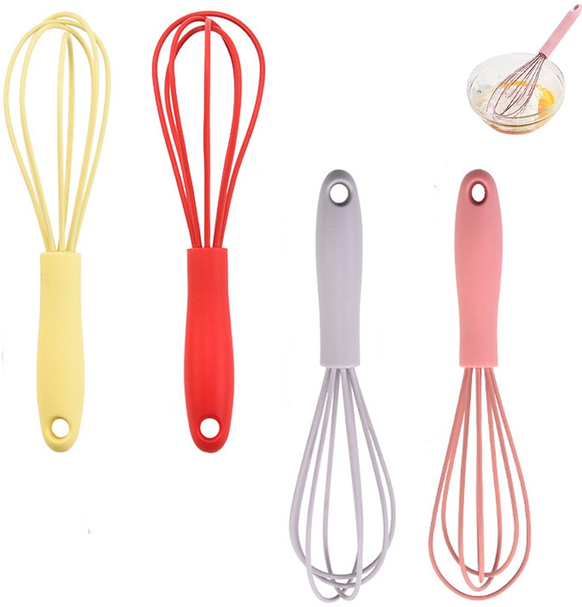 Mini-schneebesen – 4 Stück – Rührbesen – Schneebesen – Silikon-schneebesen – Sahne-schneebesen – Milchaufschäumer – Küchenutensilien – Handrührgerät – Manuell – Teigkneter – Backutensilien – Für Mehlk