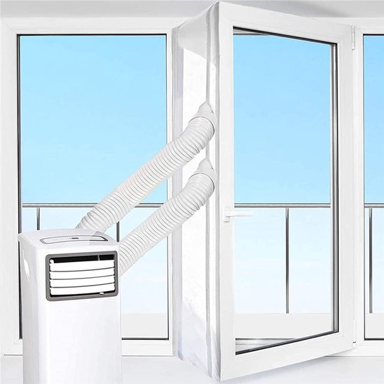 Fensterabdeckung – 300 Cm – Fensterdichtungsset Für Mobile Klimaanlagen – Doppelschlauchdichtung – Klettverschluss – Weiß